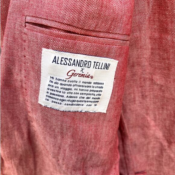 Alessandro Tellini x Geremia | Men's Italian Linen Wool Blazer Red Sz US Large - Picture 5 of 9